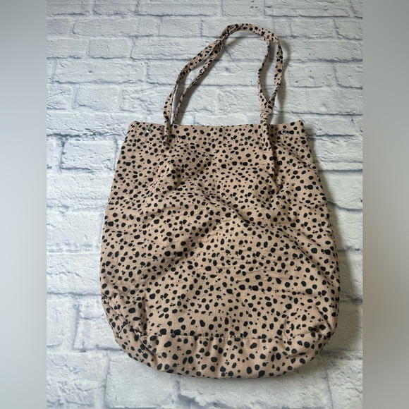 “You Need This One” Enjoy Your Life Spotted Tan/Black Corduroy Tote/Shopping Bag - Picture 3 of 8
